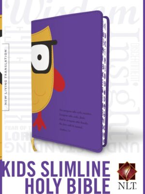 NLT, Kids Slimline Bible, Imitation Leather, TuTone Purple with Yellow Owl, Red Letter