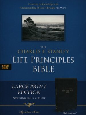 Charles F. Stanley Large Print Life Principles Bible, Imi lea, Black (indexed)