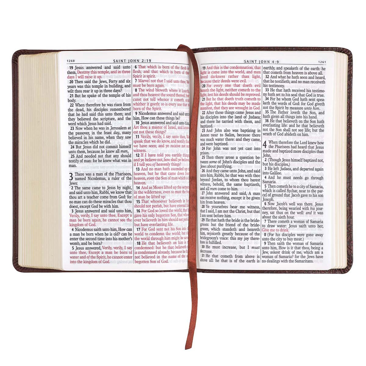 KJV, Compact Bible, Faux Leather, Medium Brown, Large Print - Image 2
