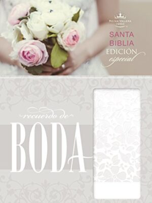 RVR,1960 Wedding Souvenir Bible, Imitation Leather, White Floral