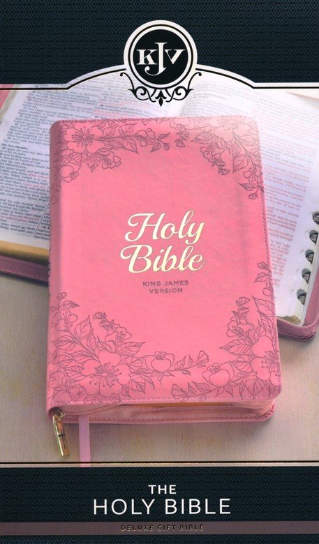KJV, Holy Bible Zippered, Imi Lea, Pink, Red Letter, Index