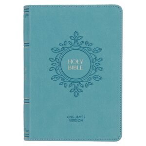 KJV, Compact Holy Bible, Faux Leather, Aqua Blue, Large Print