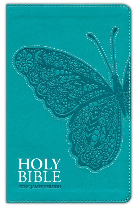 KJV, Holy Bible Gift Edition, Imitation Leather, Teal Butterfly, for Girls/Teens - Image 2
