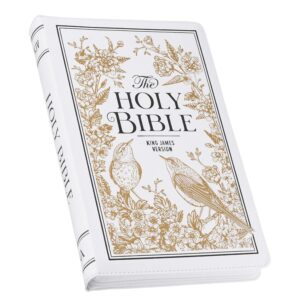 KJV, Holy Bible Thinline, Imitation Leather, White and Gold, Zippered, Large Print, Indexed