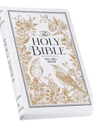 KJV, Holy Bible Thinline, Imitation Leather, White and Gold, Zippered, Large Print, Indexed