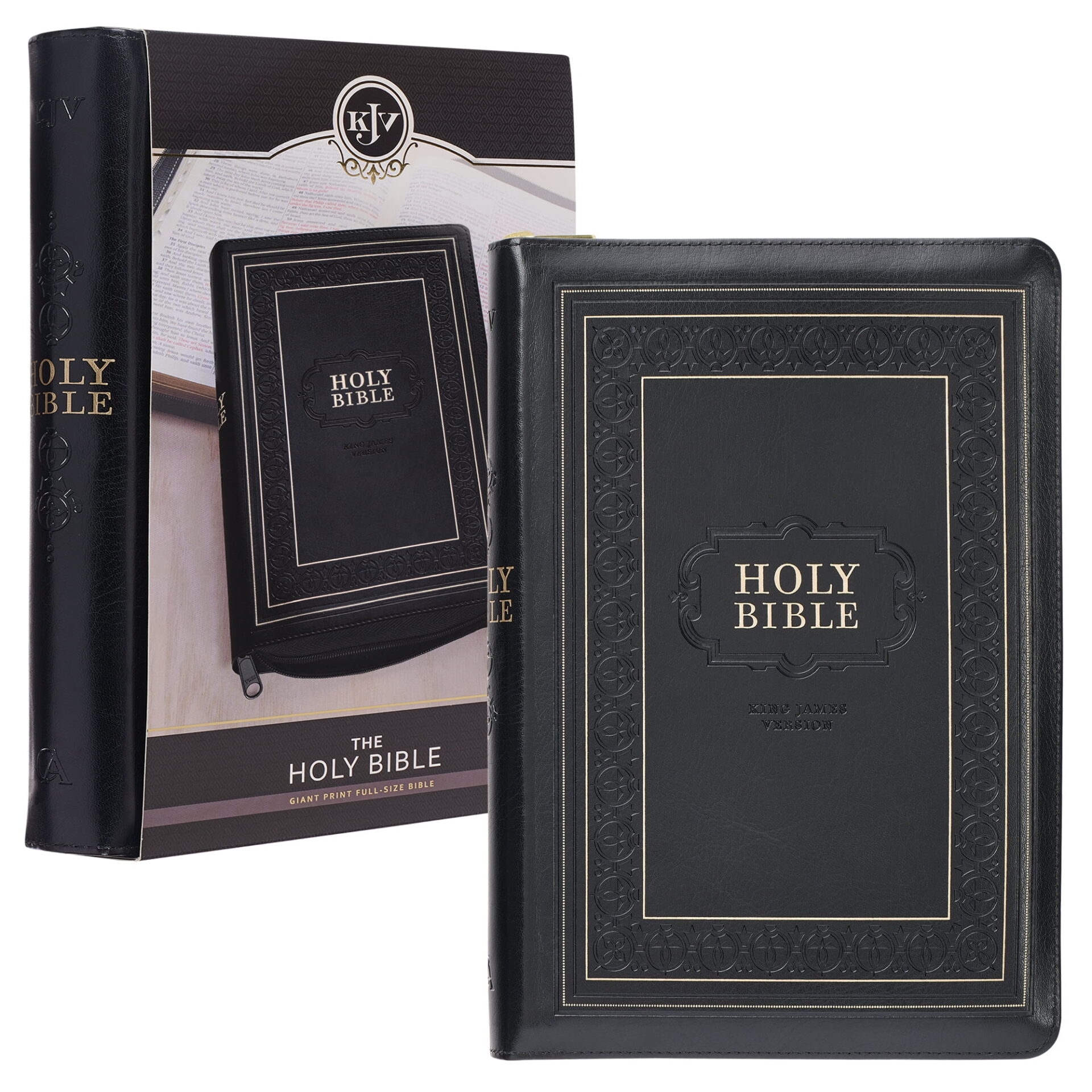 KJV, Full Size Holy Bible, Imitation Leather, Black with Zipper