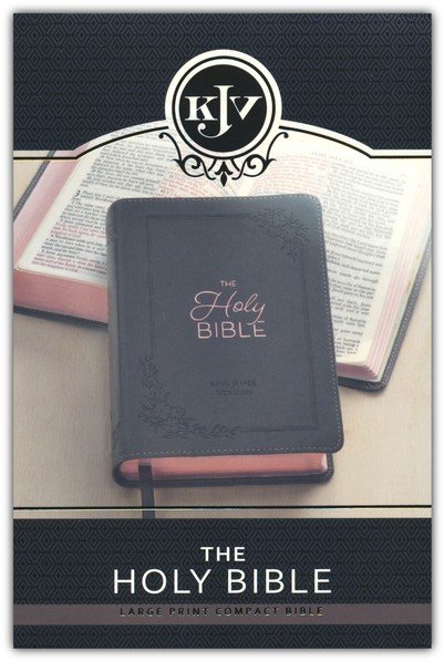 KJV, Compact Holy Bible, Imitation Leather, Cobalt Gray, Large Print, Red Letter