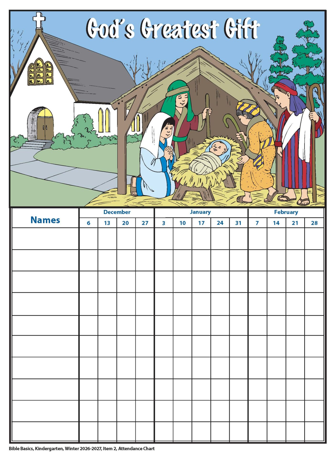 Sunday School, Bible Basics, Kindergarten Visuals, Winter 2026-27 - Image 3