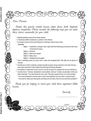 Sunday School, Bible Basics, Beginner Make & Take, Winter 2026-27