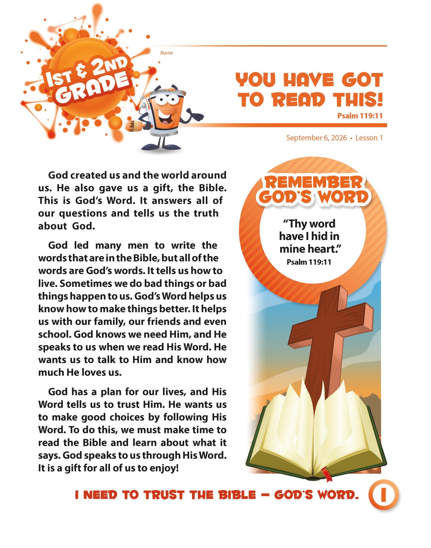 Sunday School, SPLAT, 1st & 2nd Grade Student Leaflets, Fall 2026 - Image 2
