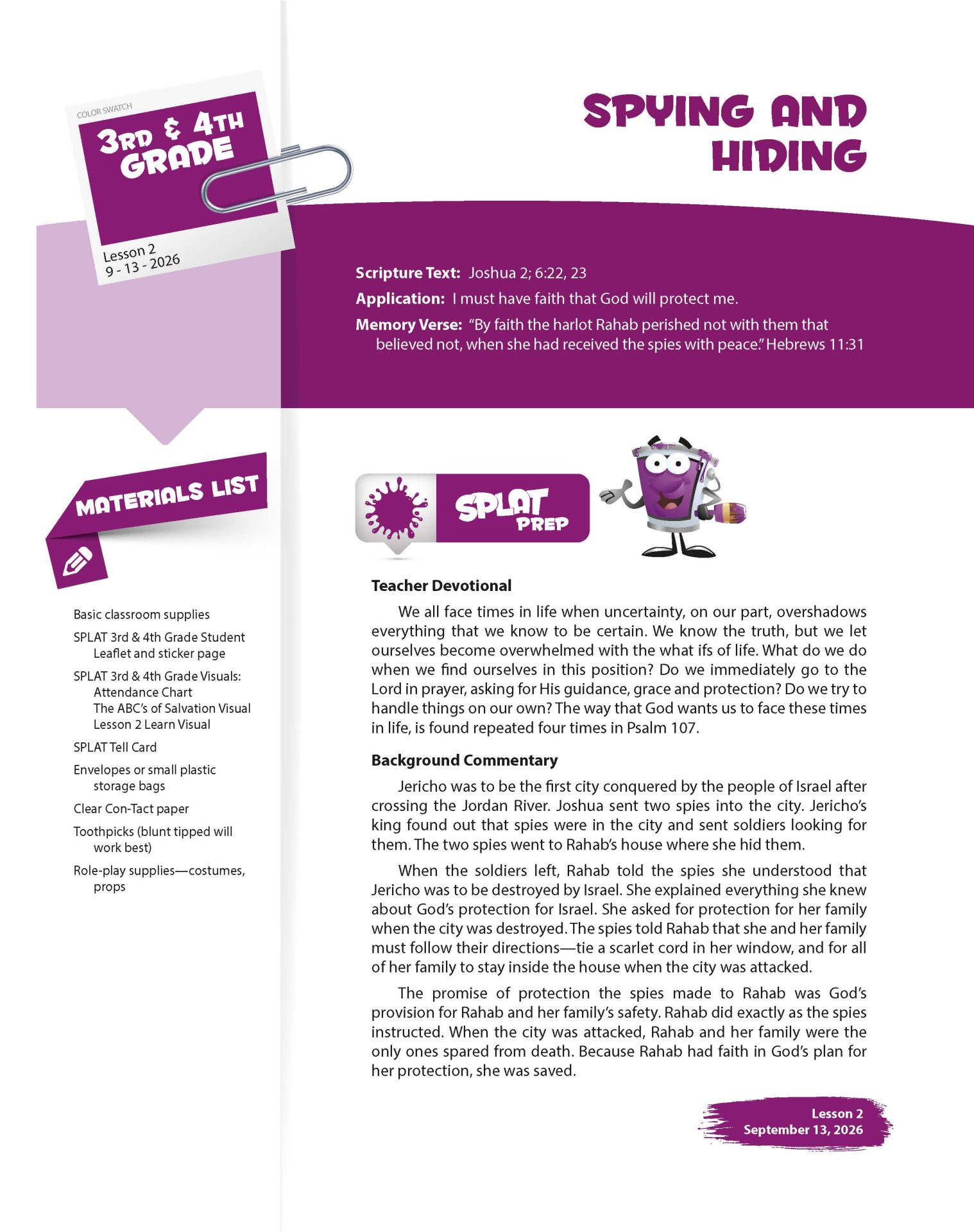 Sunday School, SPLAT, 3rd & 4th Grade Teacher Leaflets, Fall 2026 - Image 4