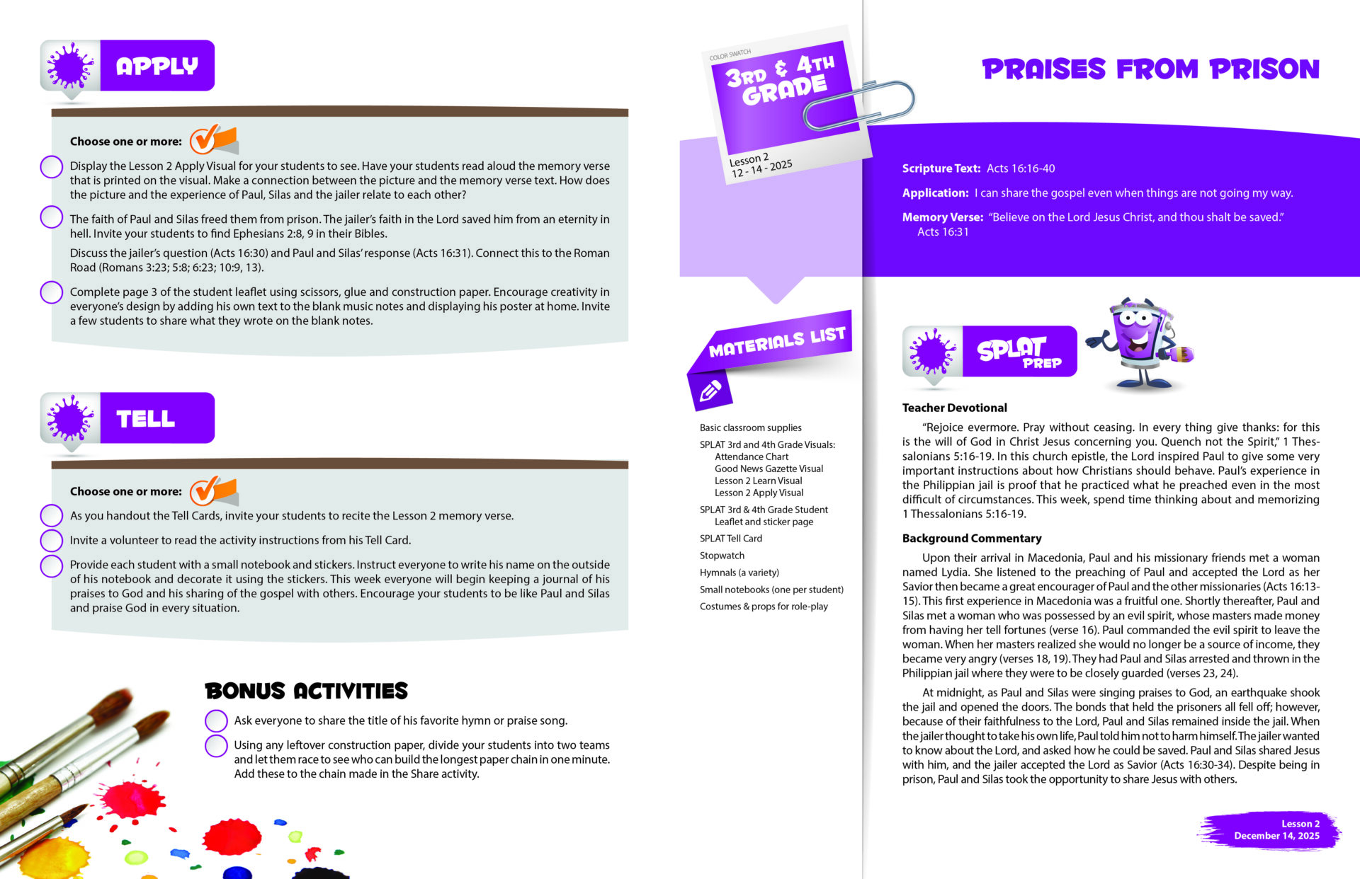 Sunday School SPLAT 3rd & 4th GRADE TEACHER LEAFLETS, Winter 2025-2026 - Image 3