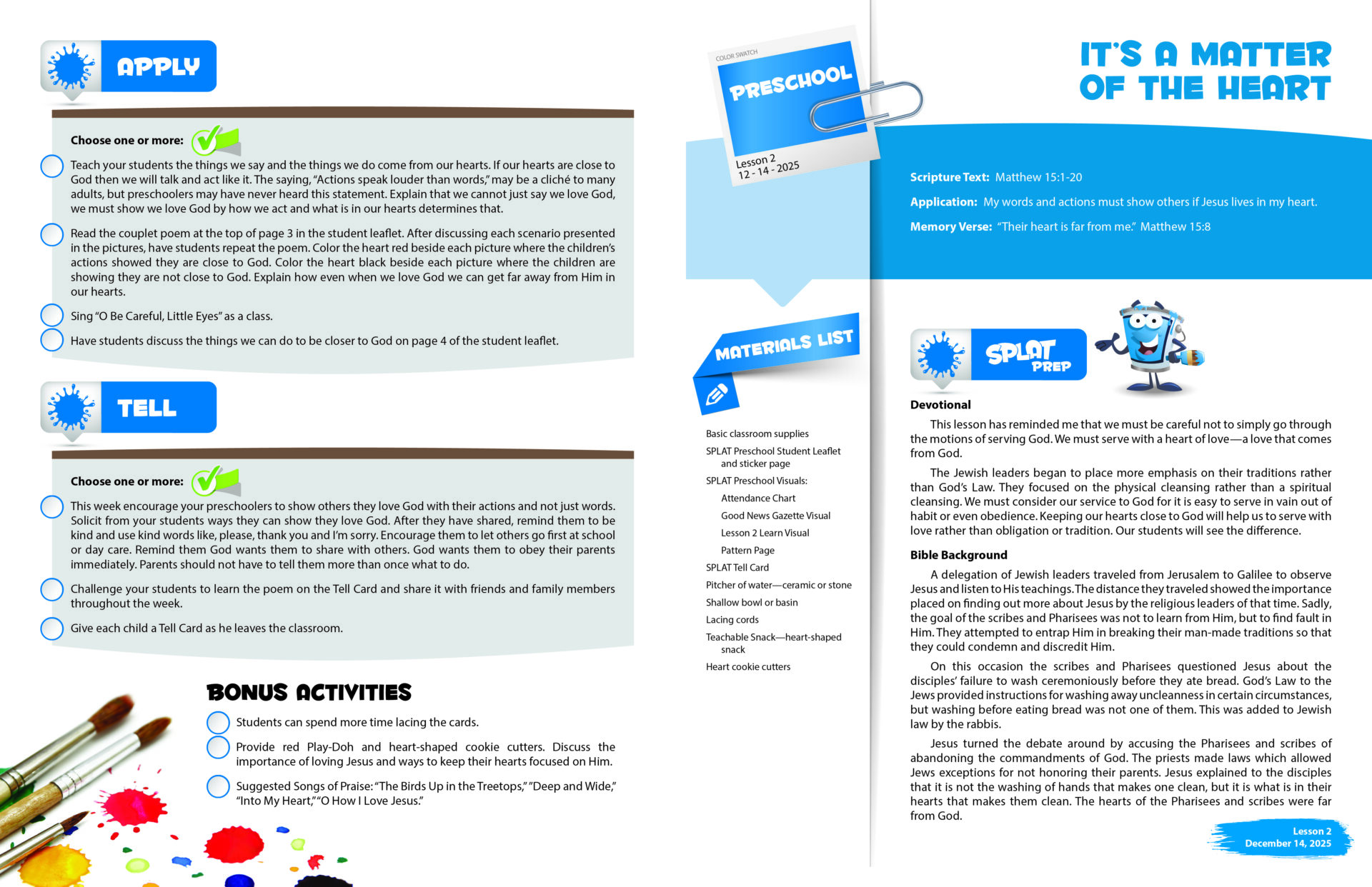 Sunday School SPLAT PRESCHOOL TEACHER LEAFLETS, Winter 2025-2026 - Image 3