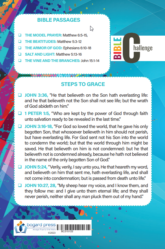 Bible Challenge 10th-12th Grade STUDENT CHALLENGE CARD, Series III - Image 2