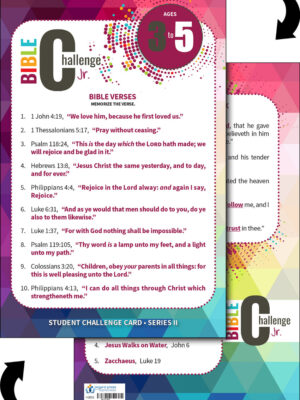 Ages 3 to 5 BIBLE CHALLENGE JR. STUDENT CHALLENGE CARDS,  Series II