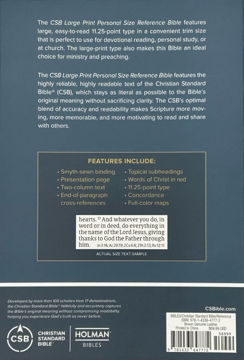 CSB, Giant Print Reference Bible, Brown LeatherTouch - Image 2