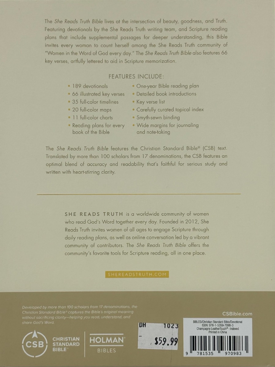 CSB, She Reads Truth Bible, Champagne LeatherTouch (Indexed) - Image 2