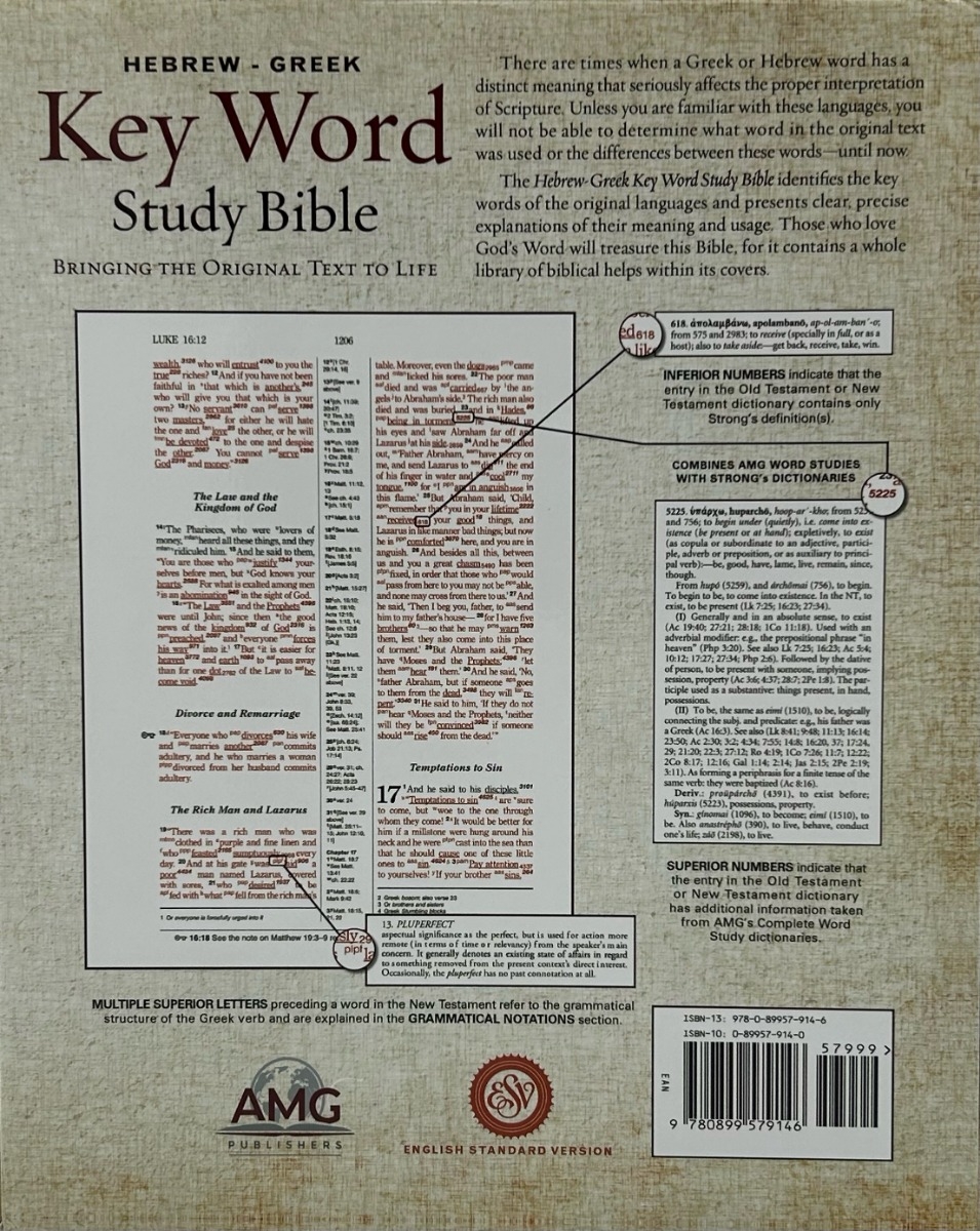 ESV, Hebrew-Greek Key Word Study Bible, Black Imitation Leather