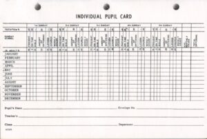 SUNDAY SCHOOL INDIVIDUAL PUPIL CARD (NCR Paper)