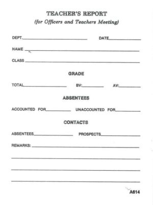 TEACHERS REPORT PAD (100)