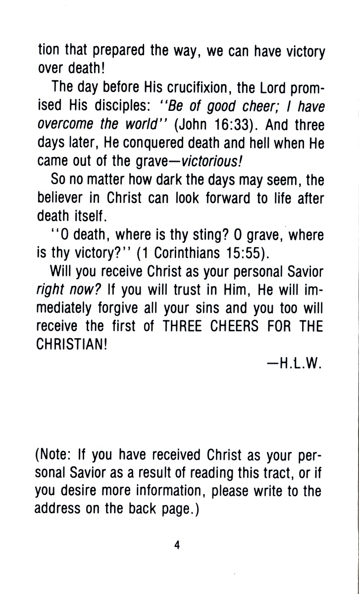 THREE CHEERS FOR THE CHRISTIAN Tract - Image 4