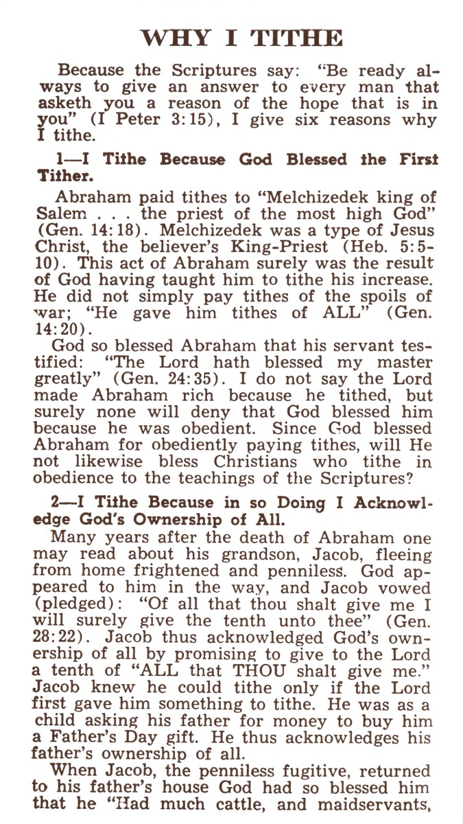 WHY I TITHE Tract - Image 2