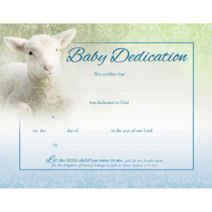 BABY DEDICATION CERTIFICATE, FULL COLOR, BABY LAMB