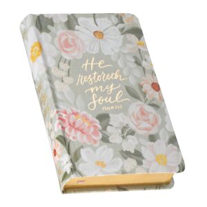 KJV, Compact Bible, Vegan Leather, Gray Floral, Red Letter