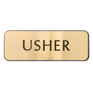 USHER BADGE, GOLD, SECURE MAGNETIC BACK