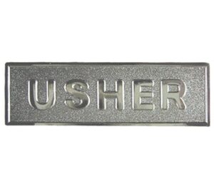 USHER PIN, SILVER METAL, SECURE PIN BACK