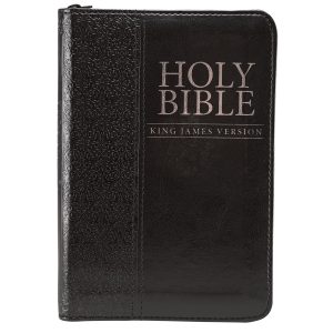 KJV, Mini Pocket Zippered Holy Bible,Imitation Leather, Black