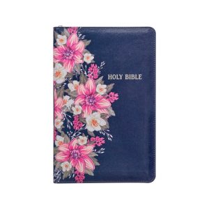 KJV, Deluxe Gift Bible, Imitation Leather, Blue Floral with Zipper
