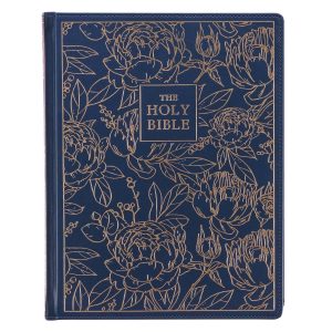 KJV, Note Taking Bible, Imitation Leather, Navy w/Gold Floral, Large Print