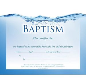 CERTIFICATE OF BAPTISM, FOIL EMBOSSED BLUE