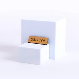 GREETER BADGE, GOLD, SECURE MAGNETIC BACK
