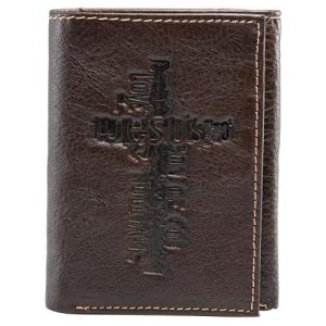 Names of Jesus Classic Brown Full Grain Leather Trifold Wallet